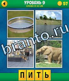 4 Фото 1 Слово Продолжение игра ответы на планшете решето, конь пьет воду, собака забирается на памятник, слон