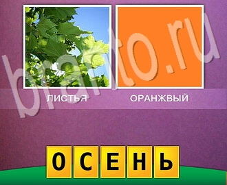 игра: 2 фото 1 слово ответы на прохождение всех уровней уровень 74: кленовые листы, оранжевый фон