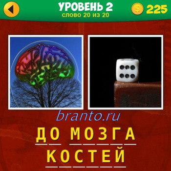 игра 2 фото 1 фраза ответы, уровень 2 задание 20: разноцветный мозг на дереве, игральная кость, кубик с цифрой 6