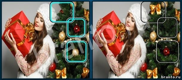 Игра Найди отличия ответы Уровень 609 девушка держит подарки