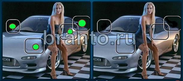 Найдите отличия игра подсказки Уровень 1080 девушка сидит на машине