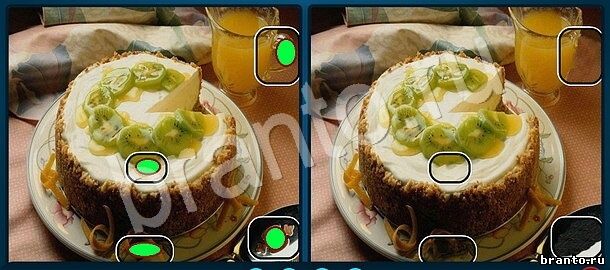 решебник на игру Найдите отличия Уровень 1127 торт с киви