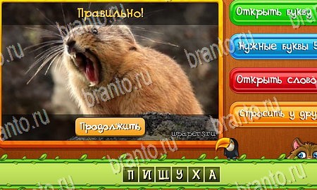 Угадай животных подсказки в контакте Уровень 385